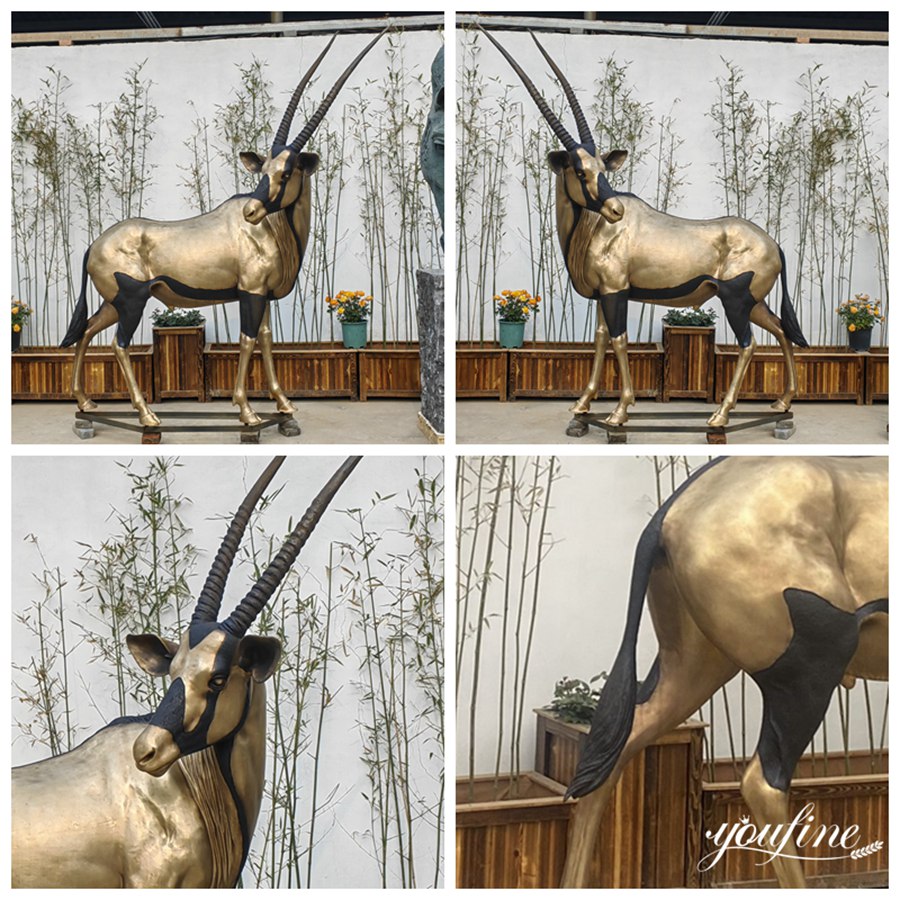 Museum Quality Bronze Arabian Oryx Statue Details