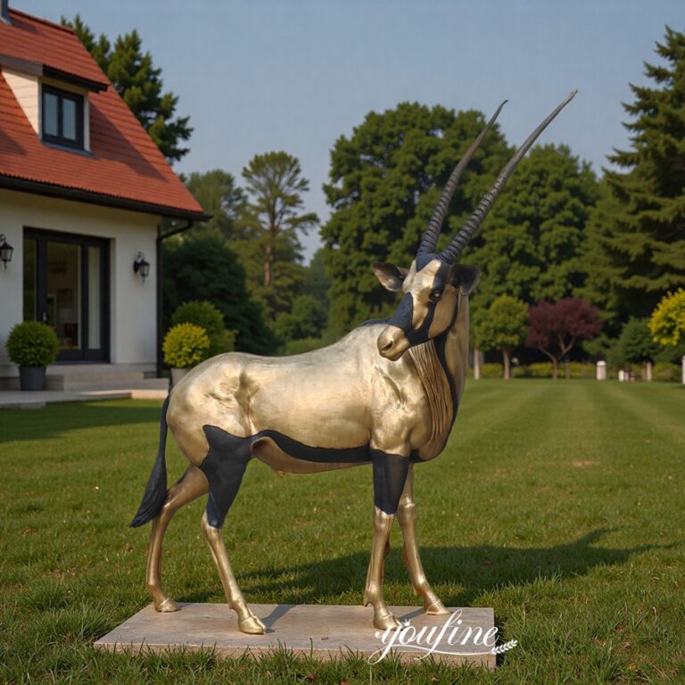 Museum Quality Bronze Arabian Oryx Statue for Outdoor Lawn Decor