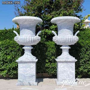  » Natural Large Marble Plant Pot Hand Carved Art Decor for Sale MOKK-996