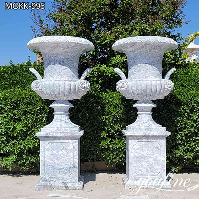 Natural Large Marble Plant Pot Hand Carved Art Decor for Sale MOKK-996