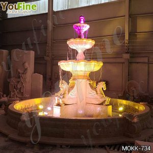 Natural Marble Outdoor Water Fountain with Lights Manufacturer MOKK-734