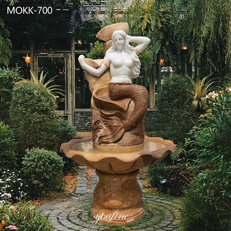  » Natural White And Brown Marble Mermaid Statue Fountain For Sale MOKK-700 Featured Image