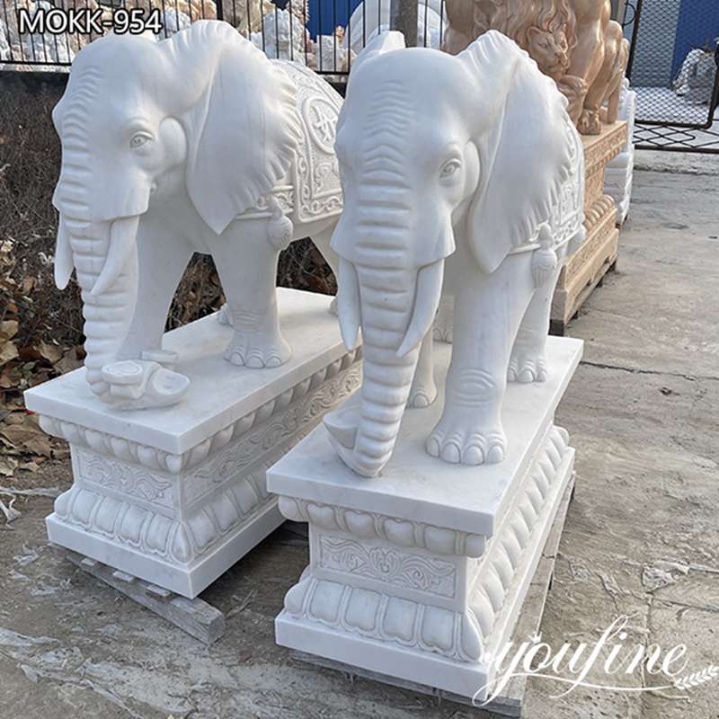 Natural White Marble Elephant Statue First Class Quality Supplier MOKK-954 (2)