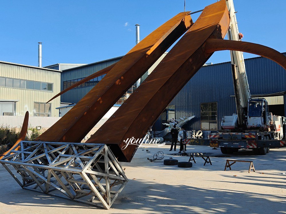 New Zealand 33-foot corten steel sculpture installation process (3)