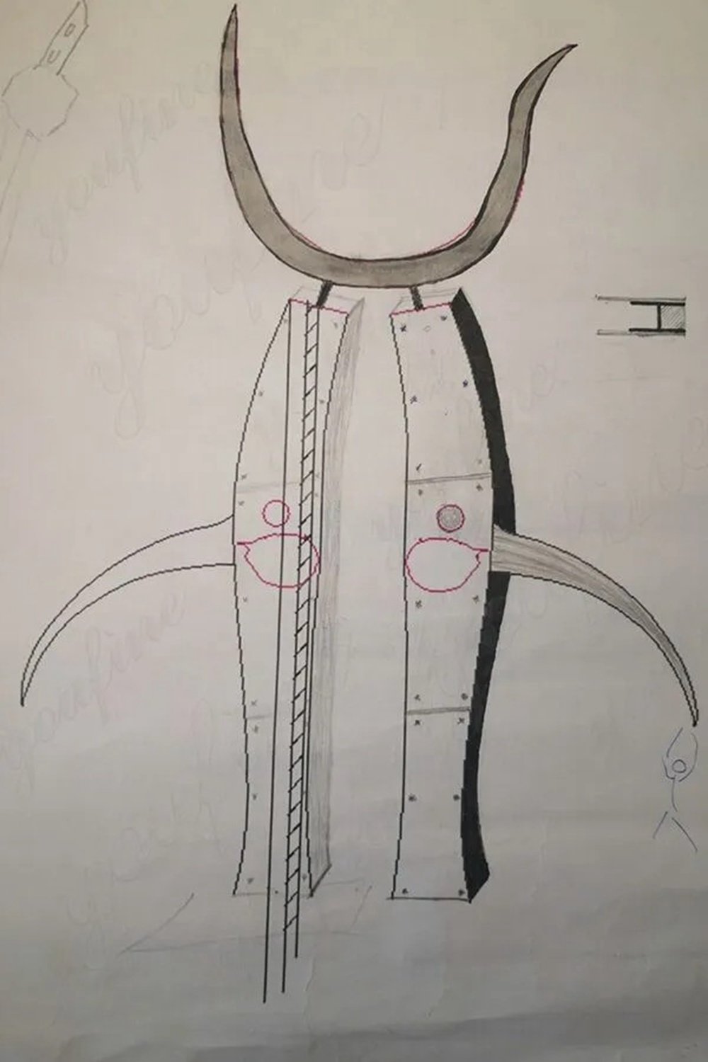 New Zealand Corten Steel Sculpture Hand-drawn Sketch