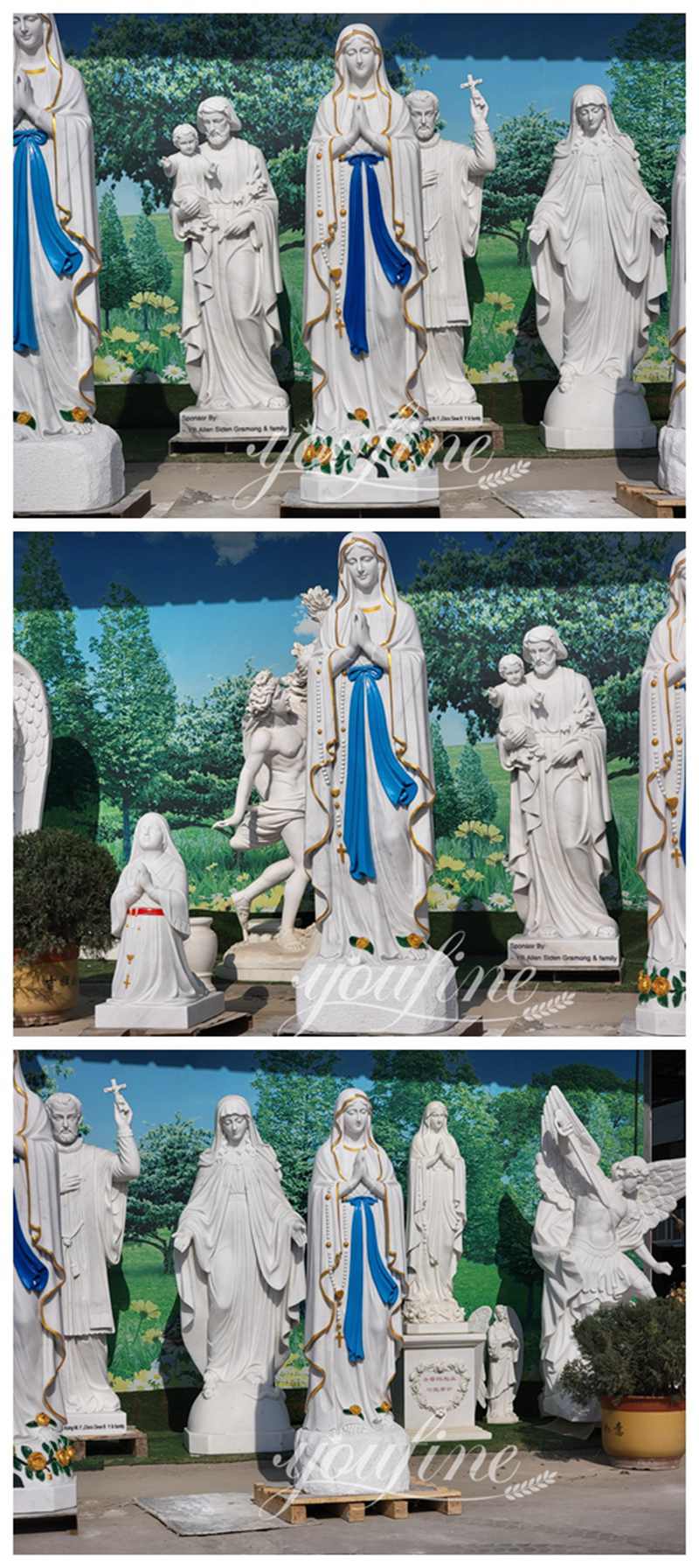 Our Lady of Lourdes outdoor marble statues