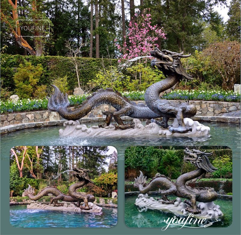 Outdoor Garden Bronze Dragon Spraying Water Fountain Applications