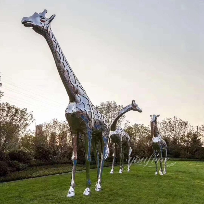 Outdoor Large Metal Giraffe Sculptures for Park Decor
