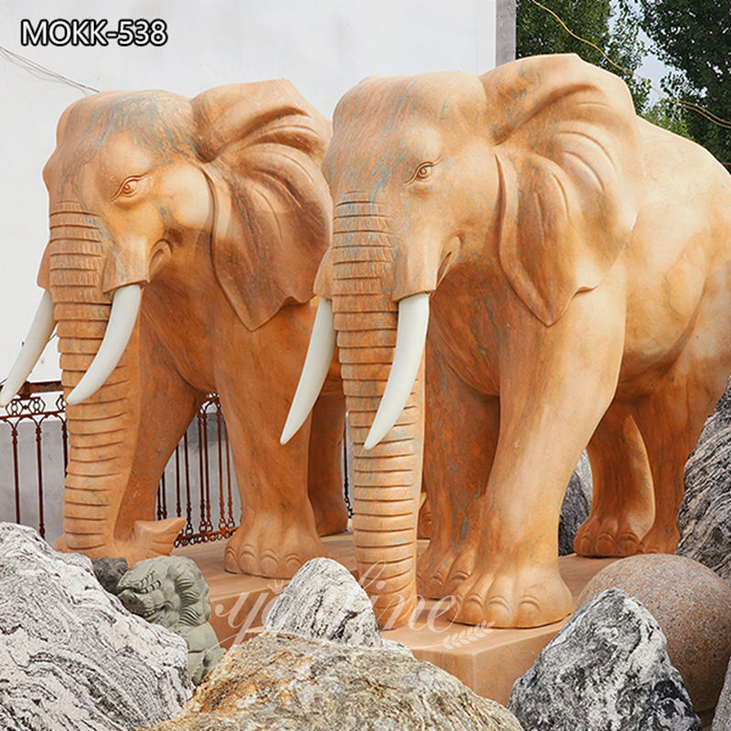 Outdoor Large Size Marble Elephant Statue Manufacturers MOKK-538