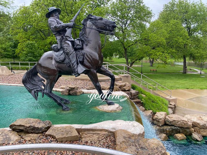 Outdoor Life Size Bronze Cowboy on Horse Statue (2)