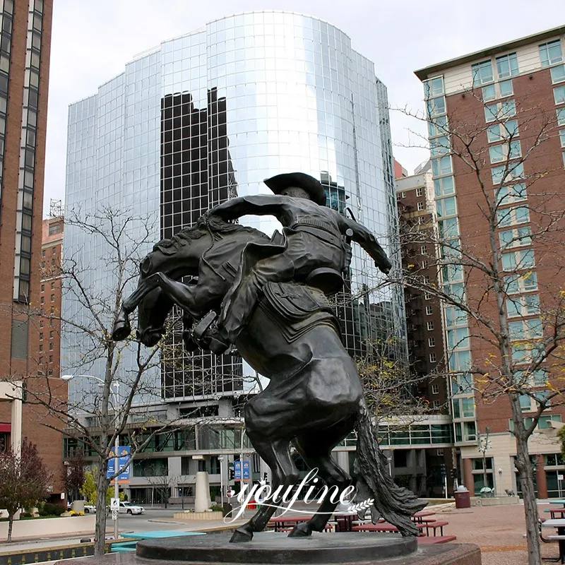 Outdoor Life Size Bronze Cowboy on Horse Statue (3)