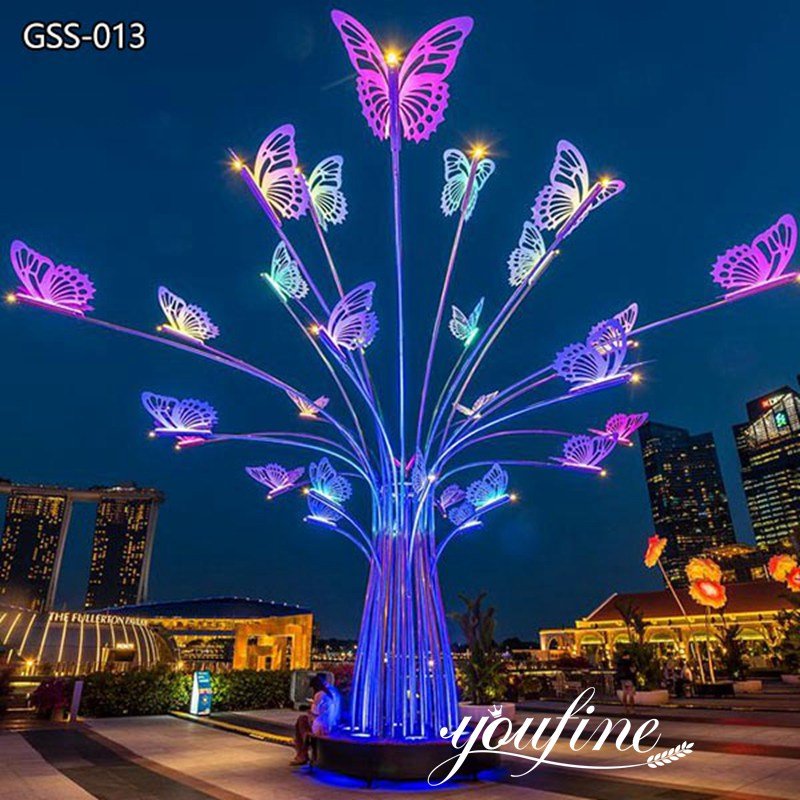 Outdoor Lighting Stainless Steel Tree Sculpture with Butterflies (8)