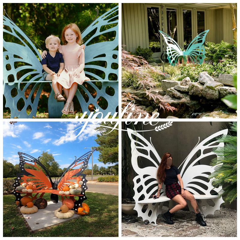 Outdoor Metal Butterfly Bench Application