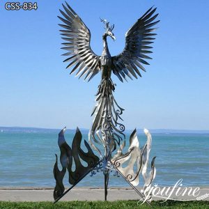 Outdoor Modern Abstract Metal Phoenix Sculpture for Sale CSS-834
