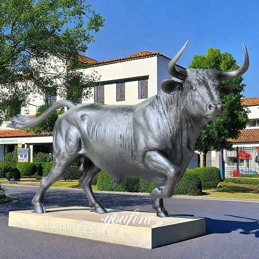 Outdoor Popular Bronze Running Bull Statue for Street Decor