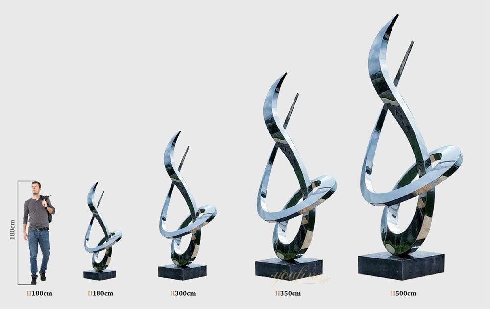 Outdoor stainless steel sculptures in various sizes