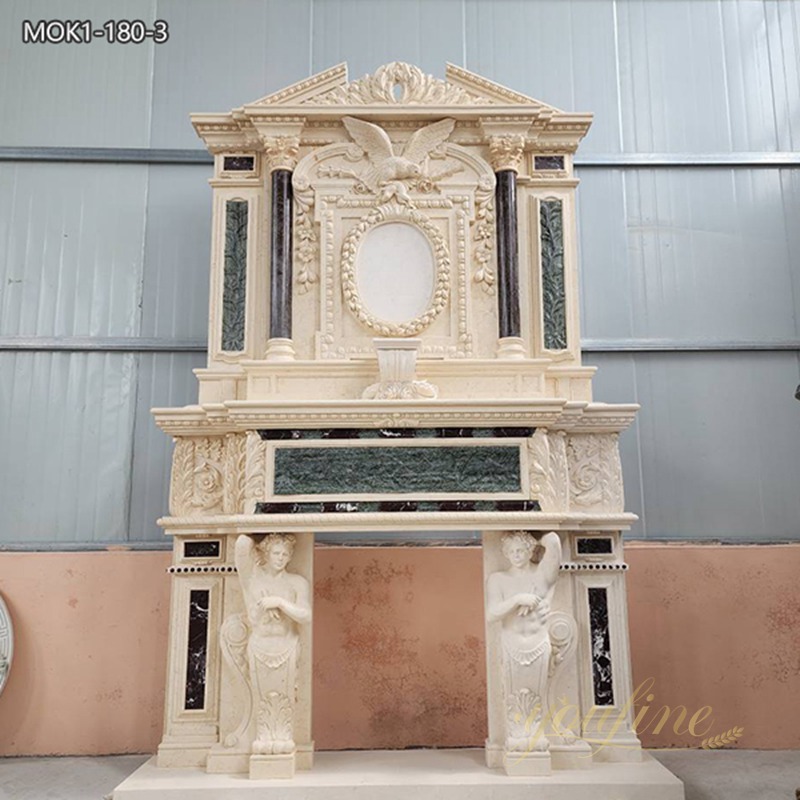 Overmantel Natural Marble Fireplace Surround for Sale MOK1-180