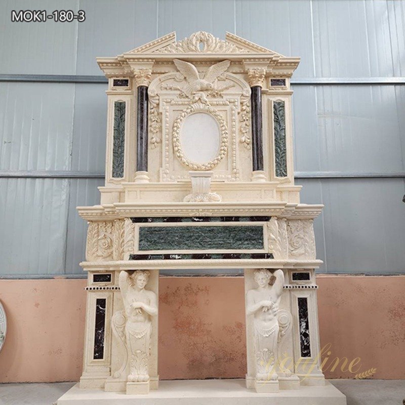 Overmantel Natural Marble Fireplace Surround for Sale