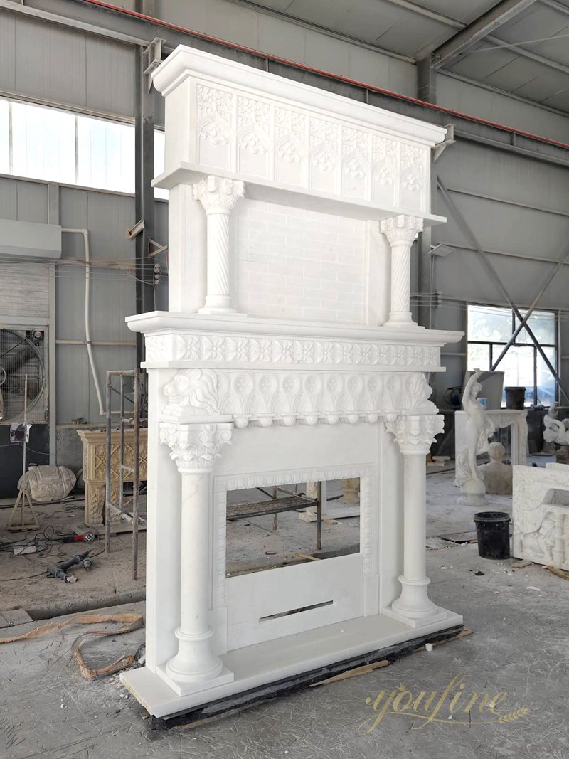 Overmantel Natural Marble Fireplace Surround for Sale