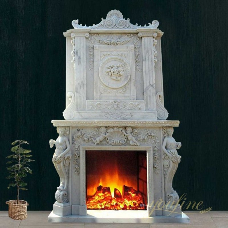 Overmantel Natural Marble Fireplace Surround for Sale