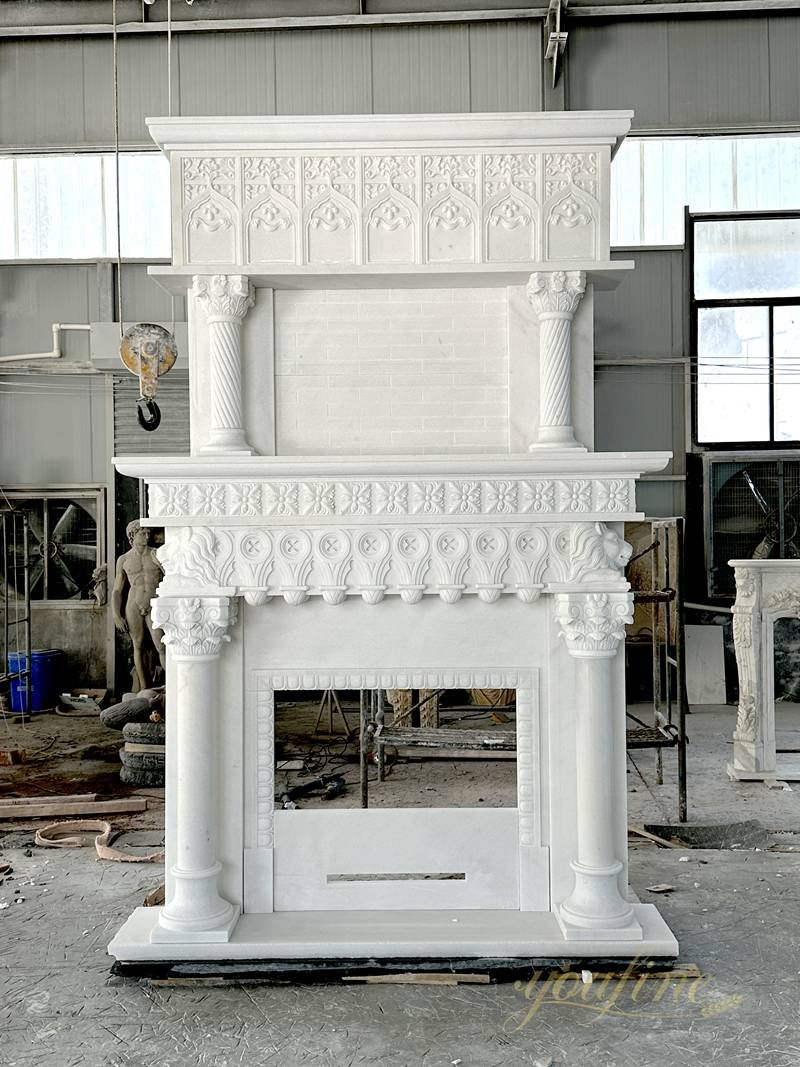 Overmantel Natural Marble Fireplace Surround for Sale