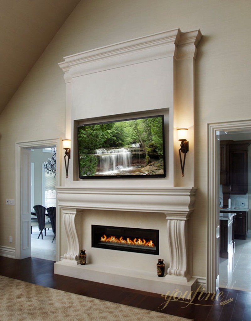 Overmantel Natural Marble Fireplace Surround for Sale