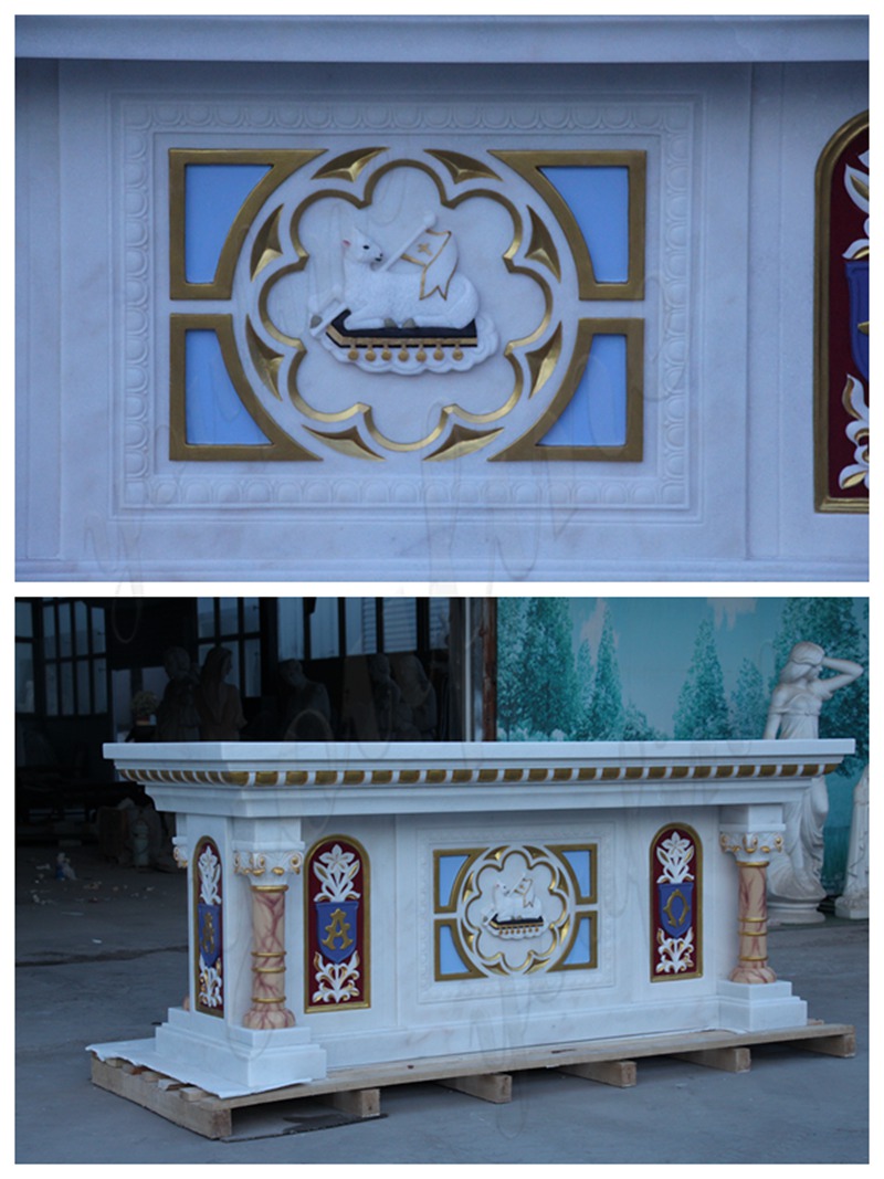 Painted Catholic Church Altar Table Details