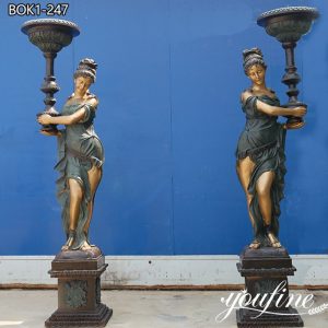 » Patina Bronze Lady Statue Lamp Outdoor Decor for Sale BOK1-247