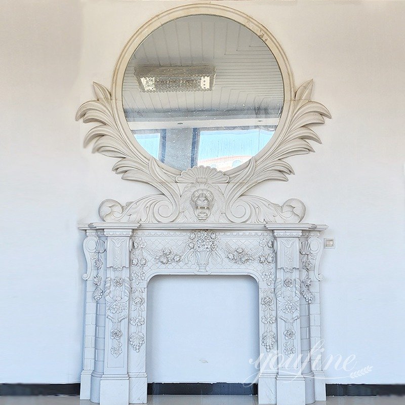 Perfect Marble Fireplace Surrounds with Mirror for Home MOK1-166