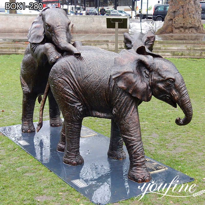 Playful Bronze Elephant Sculpture