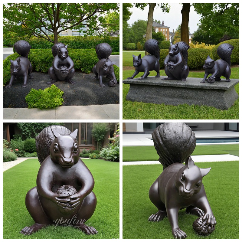Playing Bronze Squirrel Statue Application Scenes