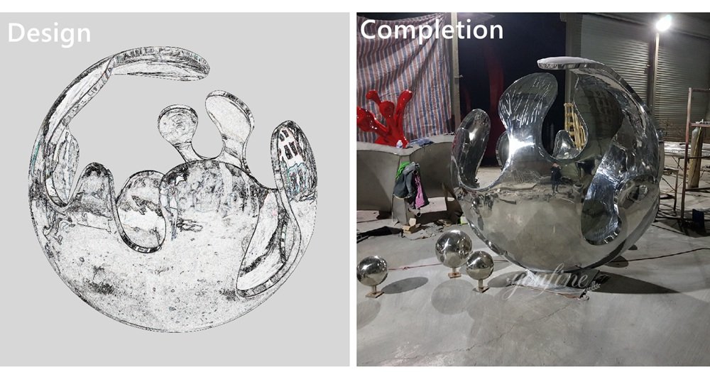 Polished Abstract Blooming Sphere Sculpture Production Process