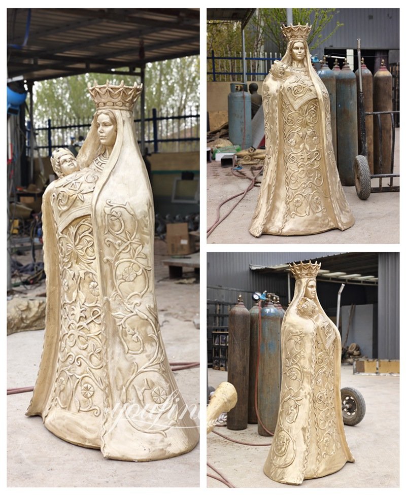 Polished Bronze Black Virgin Mary Statue