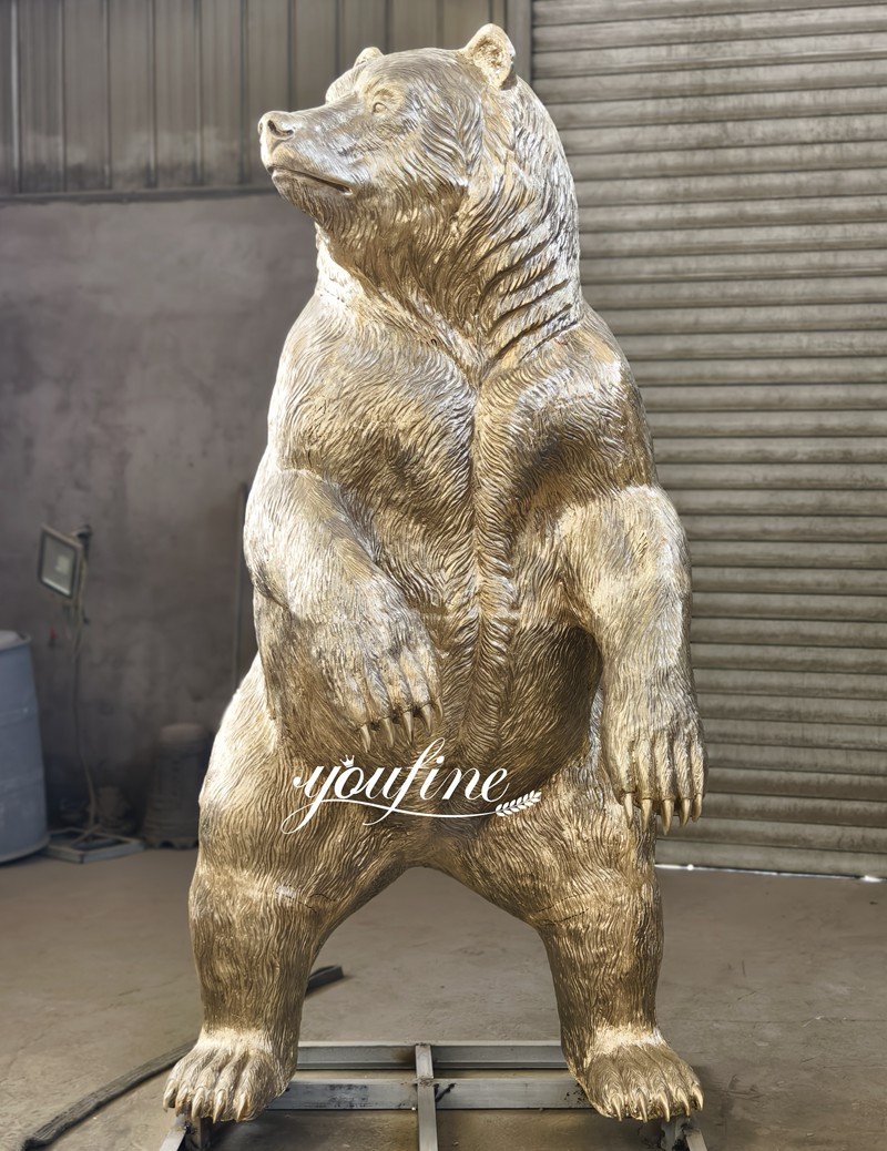 Polished Bronze Large Bear Garden Statue