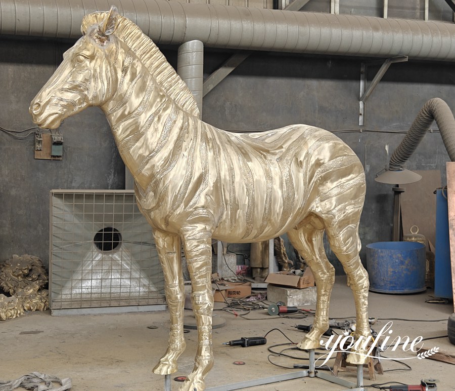 Polished Large Bronze Zebra Statue