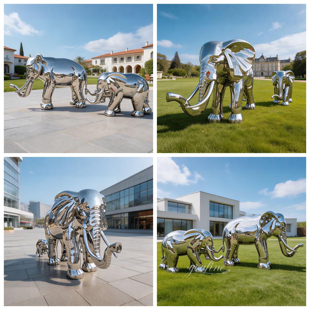 Polished Large Metal Elephant Group Statue Applications