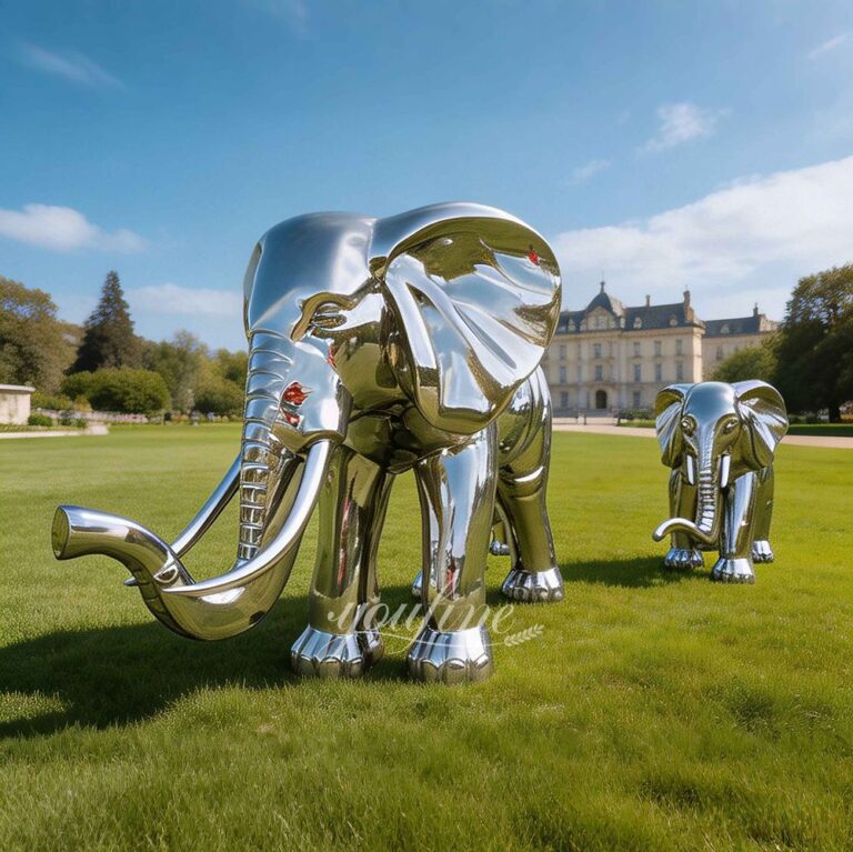 Polished Large Metal Elephant Statue for Outdoors