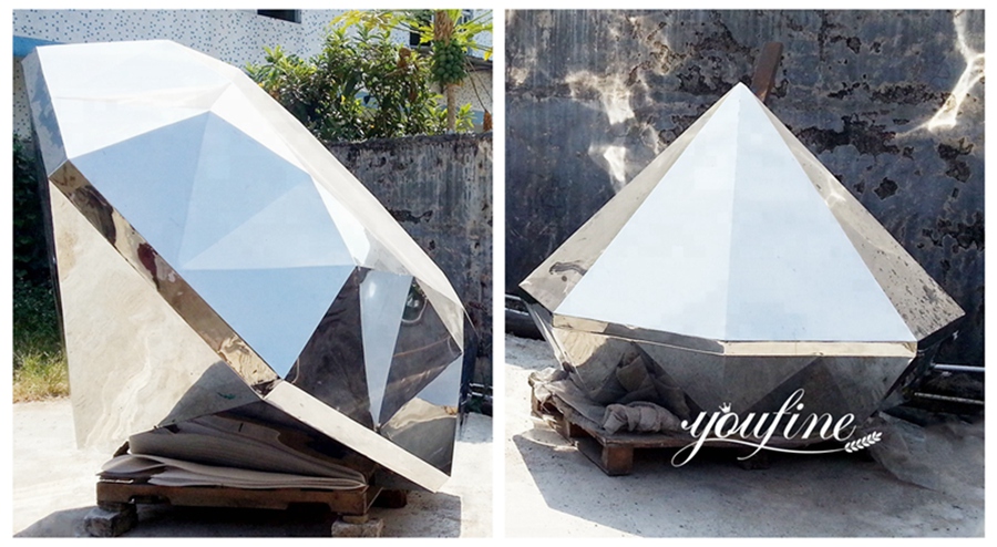 Polished Stainless Steel Diamond Sculpture Details