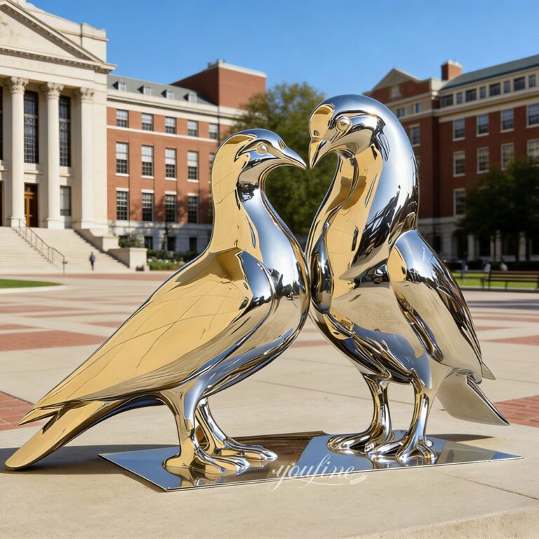 Polished Stainless Steel Dove Statues for Outdoors