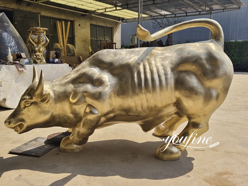 Polishing Charging Bull Sculpture