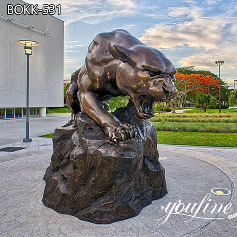 Powerful Bronze Panther Statue