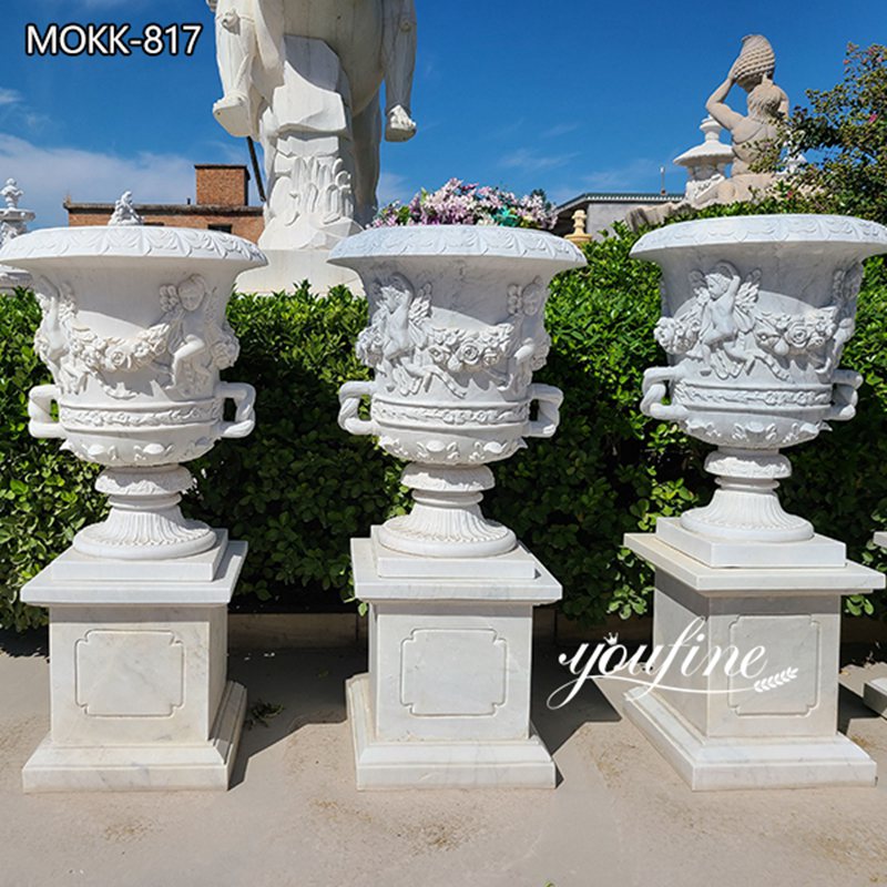 Real Marble Planter with Detailed Carvings for Sale (3)