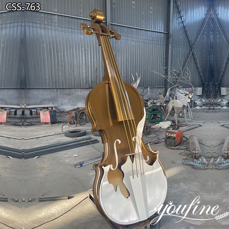 Realistic Large Metal Violin Sculpture Art Design for Sale CSS-763