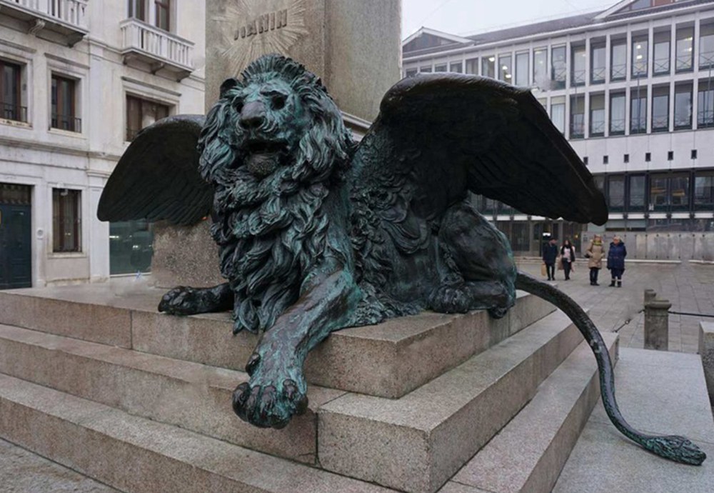Reclining Winged Lion Sculpture