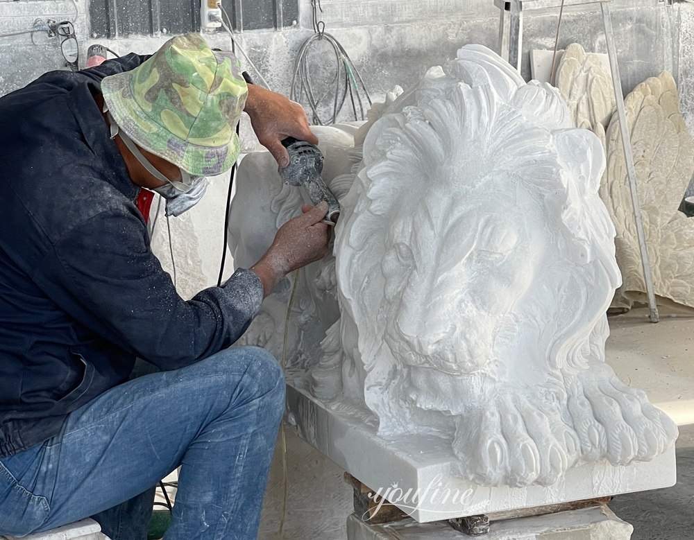 Refining the Details of the Marble Lion Statue