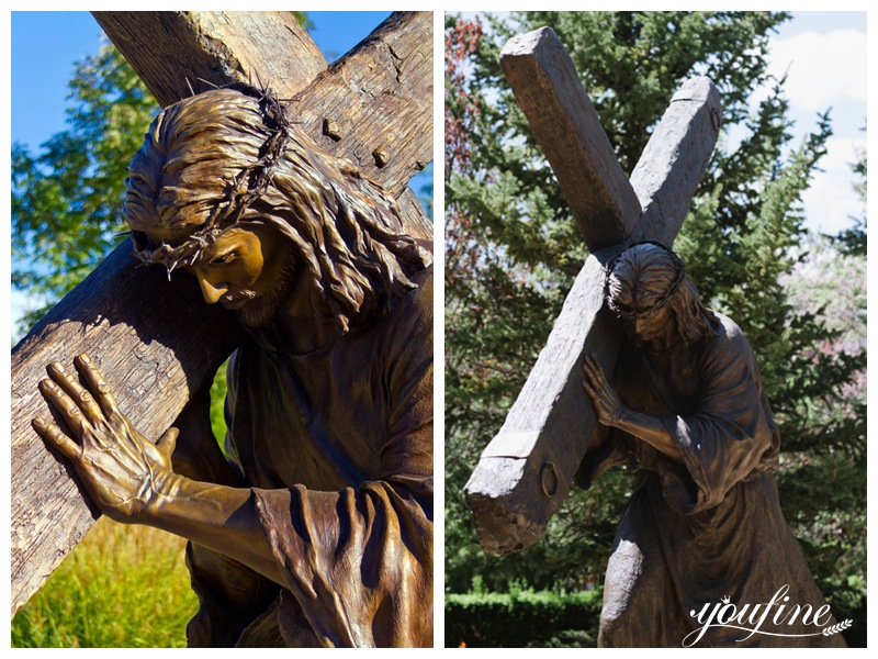 Religious Bronze Jesus Cross Sculpture Details