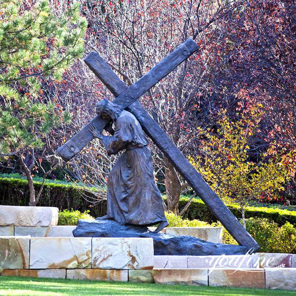 Religious Church Bronze Jesus Cross Sculpture 