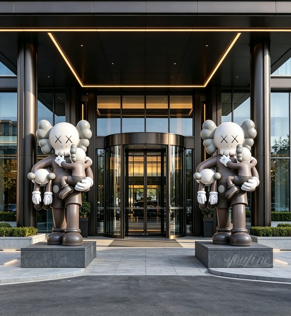 Resin KAWS sculptures for decoration on both sides of the hotel entrance