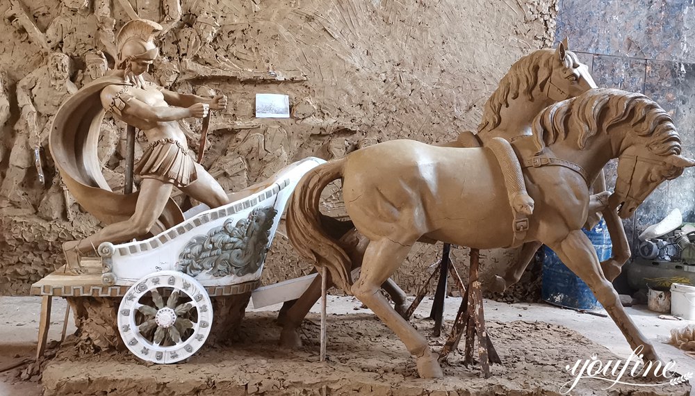 Roman Style Bronze Chariot Sculpture Clay Model