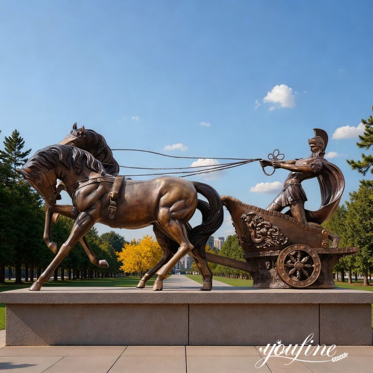 Roman Style Bronze Chariot Sculpture for Memorial Square Decor
